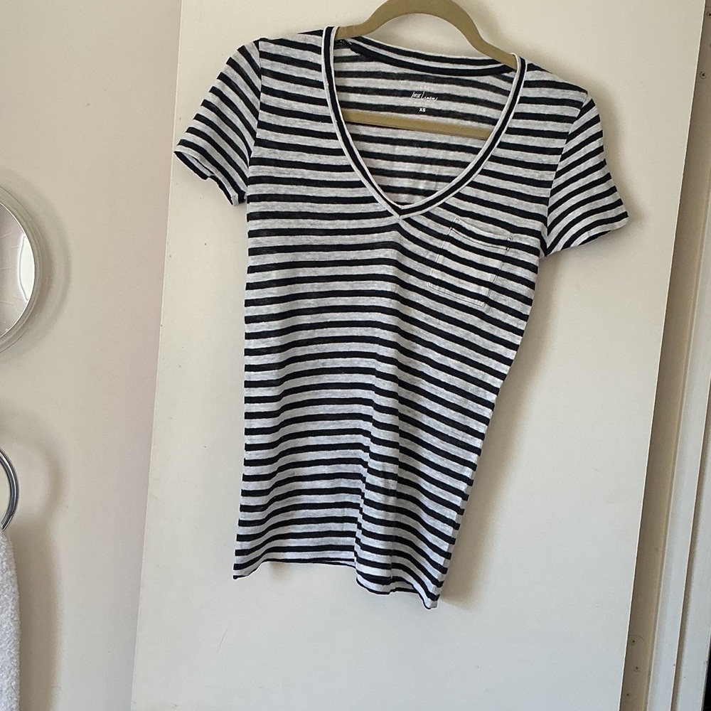 Striped, Linen V-Neck Women's Top from J.CREW